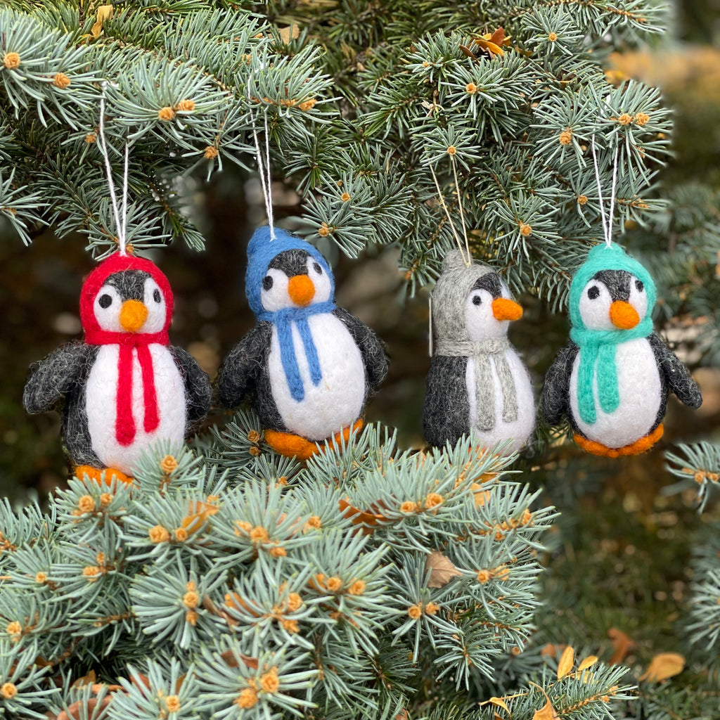Felted Wool Penguin Ornament