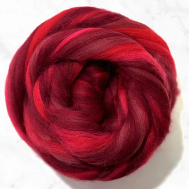 Merino Wool Roving -  Red Stripe