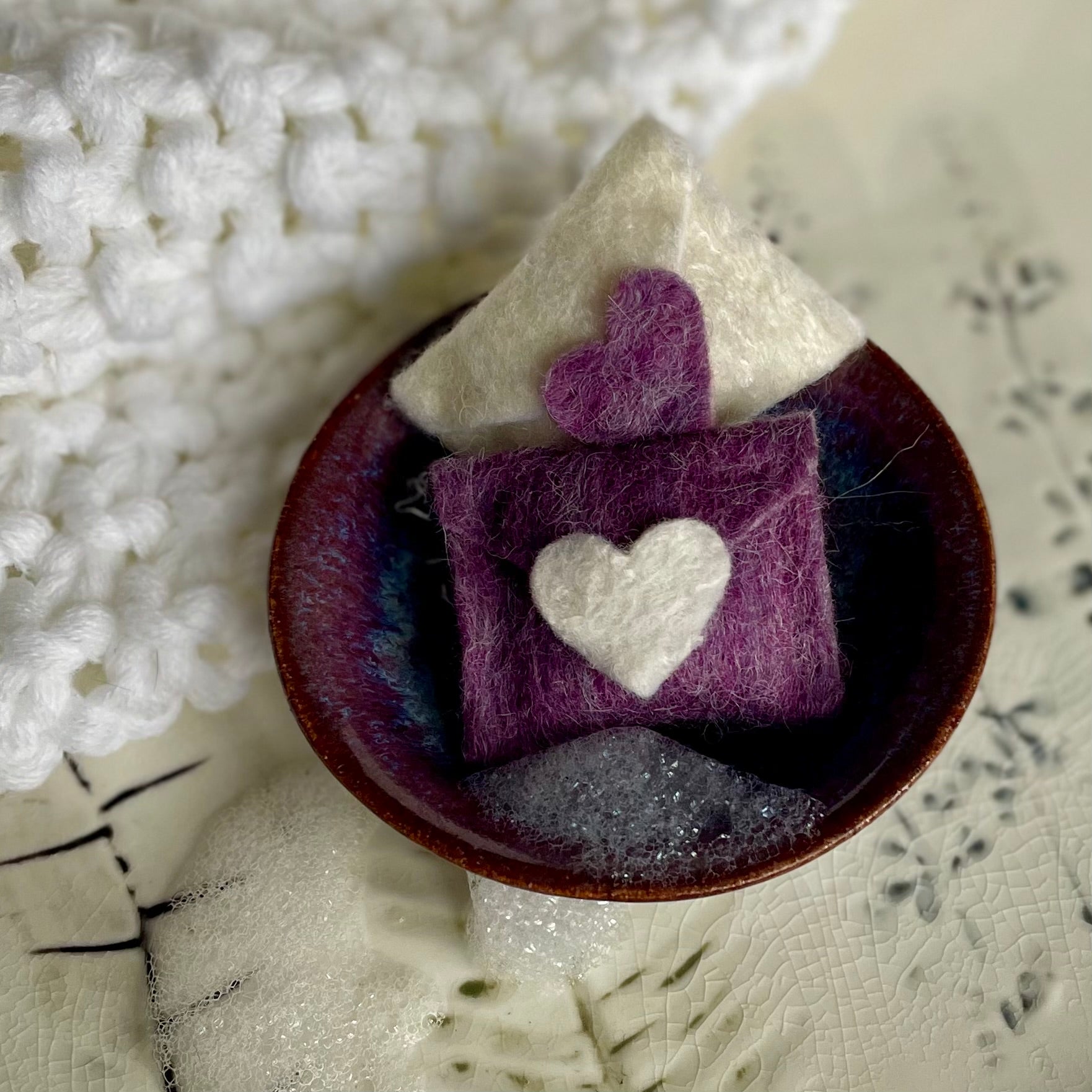 Mini Love Letters Felted Soap Sachets- Set of 2