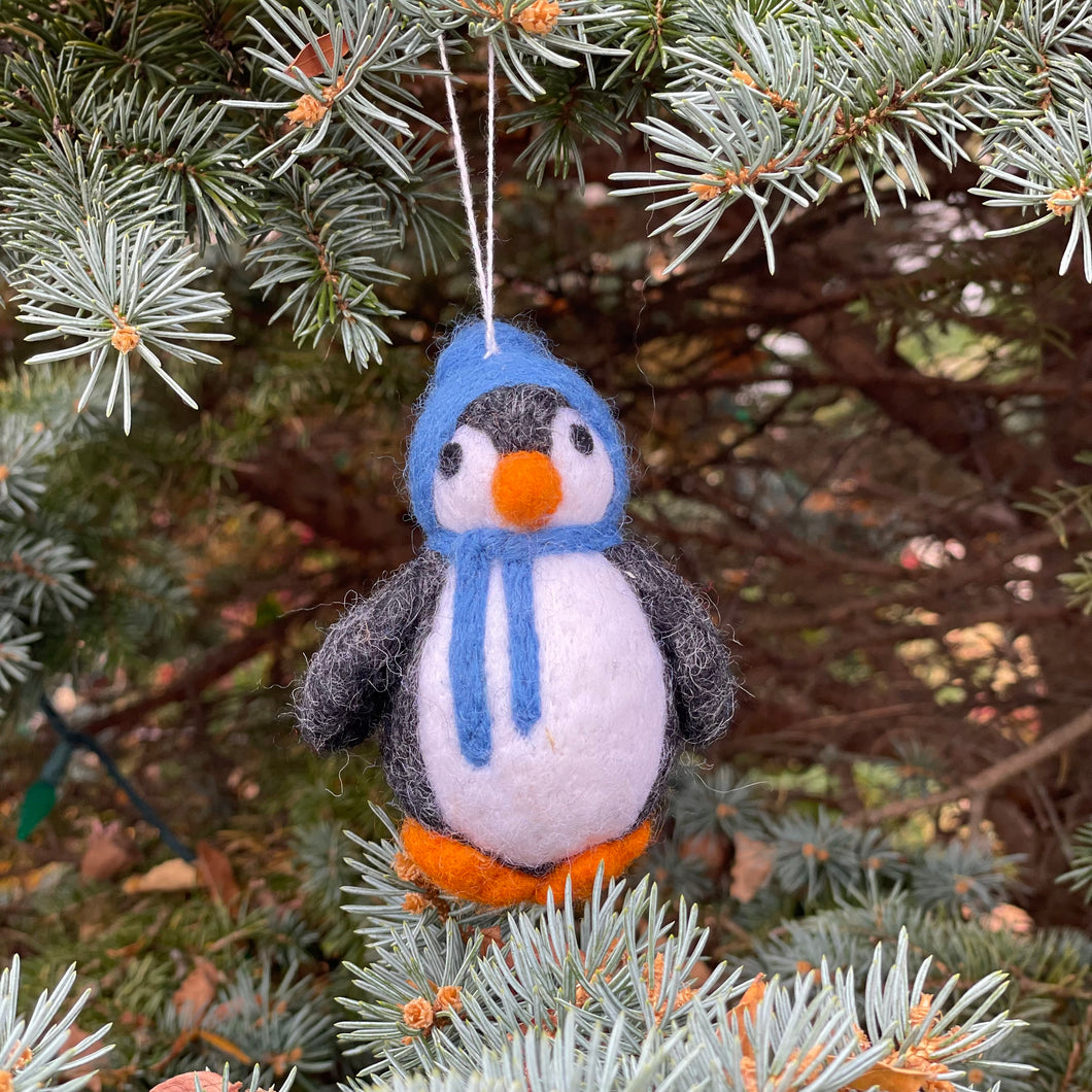 Felted Wool Penguin Ornament