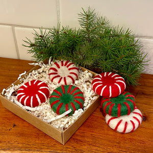 Peppermint Candy Felted Soap - Set of 3