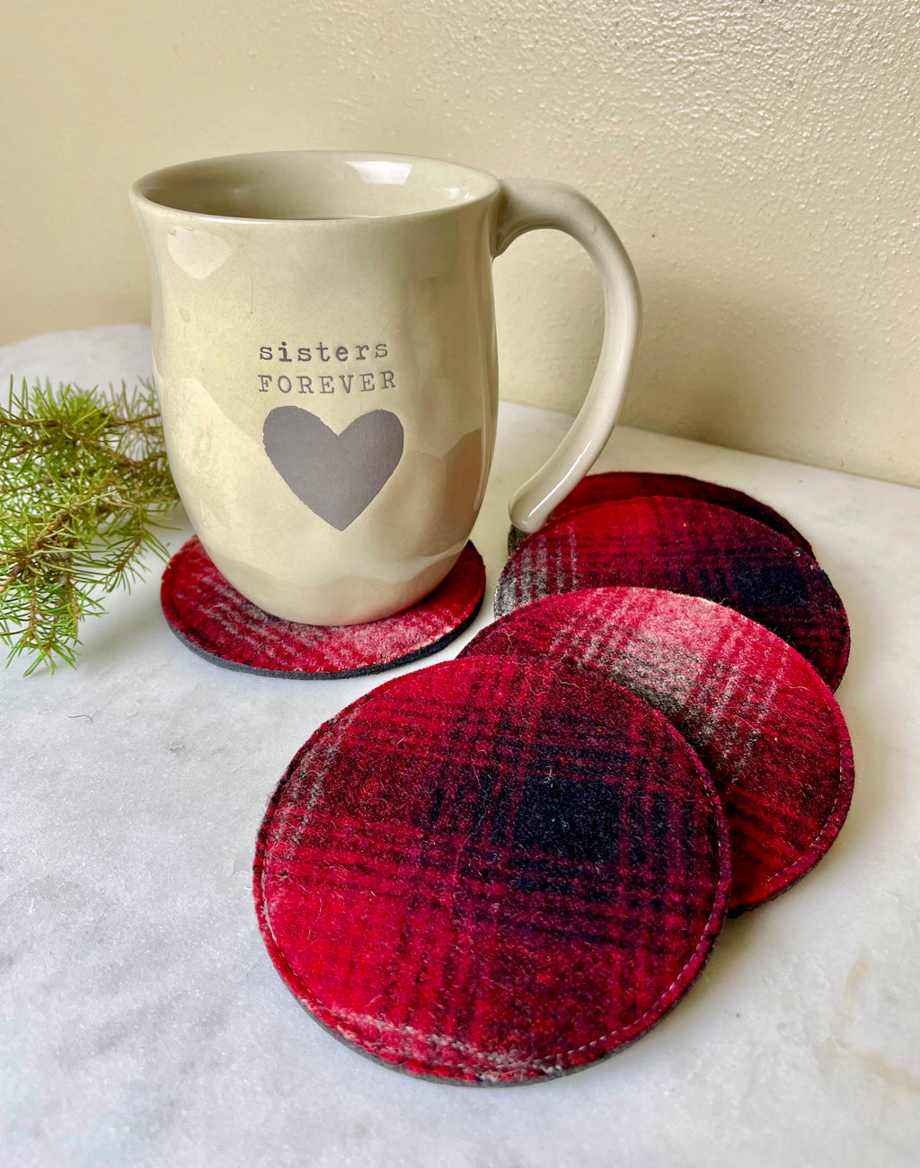 Tartan Plaid Felted Wool Coasters - Set of 4