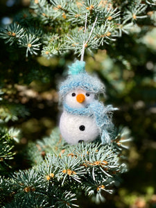 Felted Wool Snowman Ornaments - Multiple Color Choices