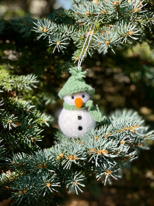 Felted Wool Snowman Ornaments - Multiple Color Choices