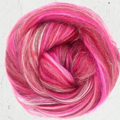 Merino/Silk Blend Roving -  Rosey Stripe