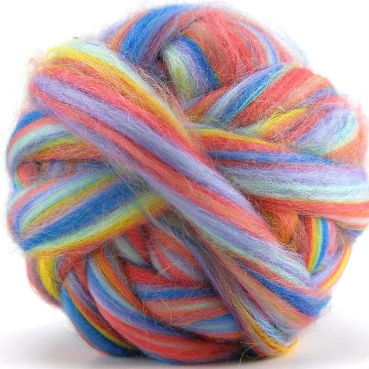 Corriedale Wool Roving - Pastel Stripe