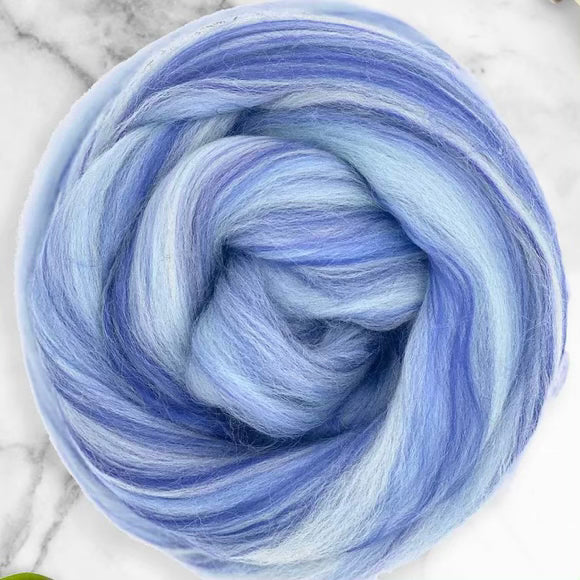 Merino/Bamboo Blend Roving - Blue Stripe