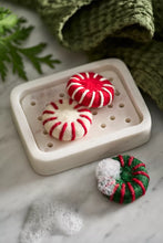 Load image into Gallery viewer, Peppermint Candy Felted Soap - Set of 3