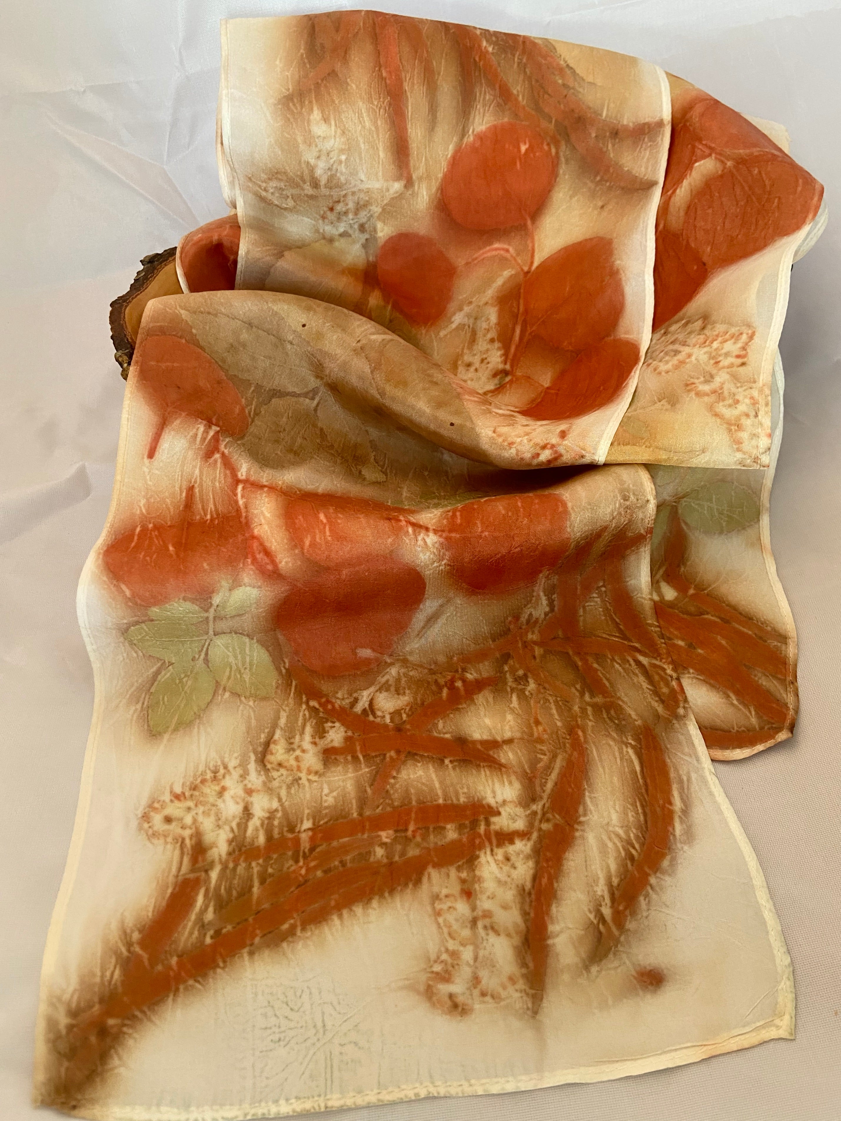 Botanical/Eco Dyed Silk Scarf - One of a kind