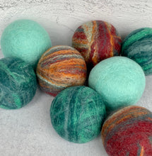 Load image into Gallery viewer, Single Merino Wool Felted Dryer Ball - Teal Stripe