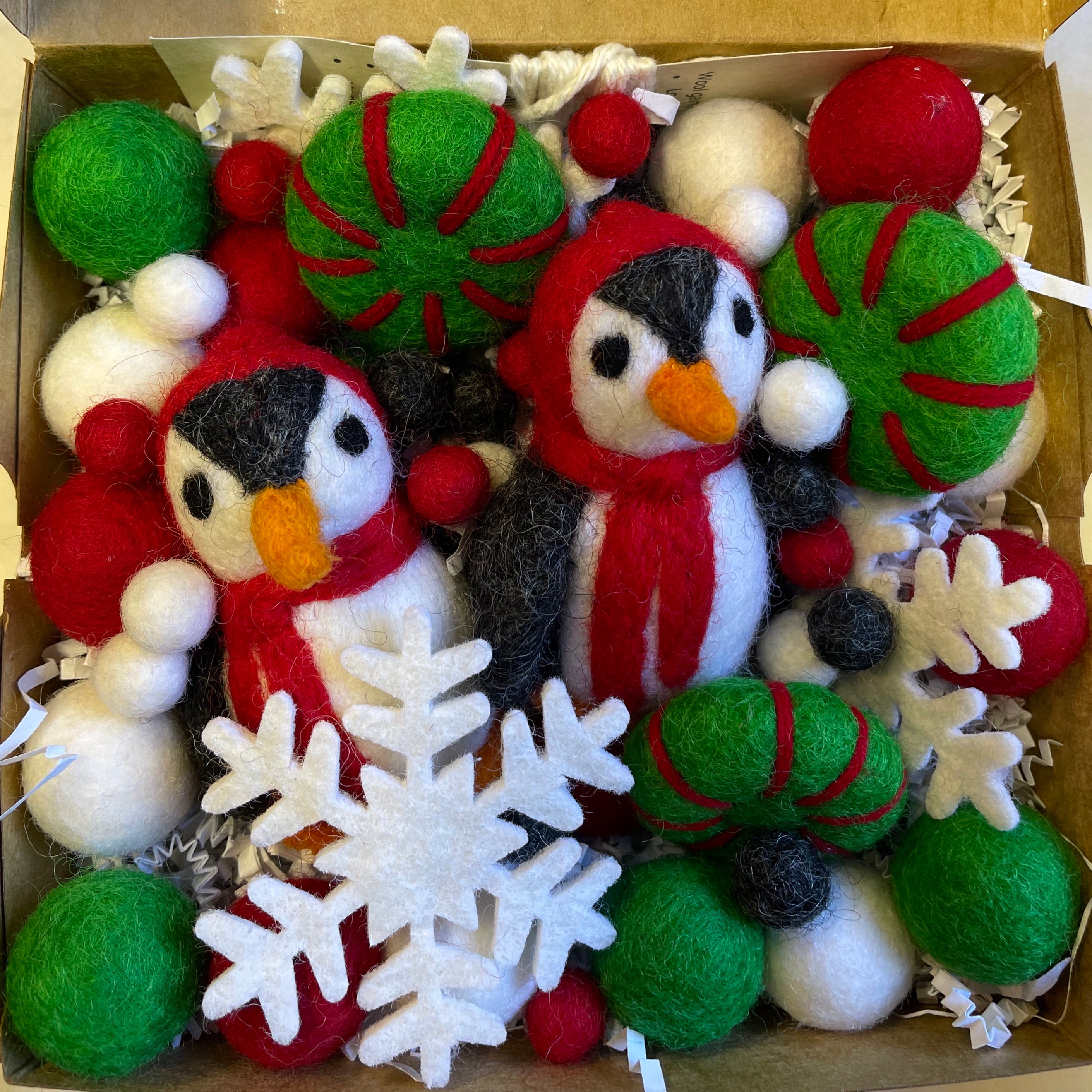 Red Penguin Wool Garland - Kit or Finished Garland