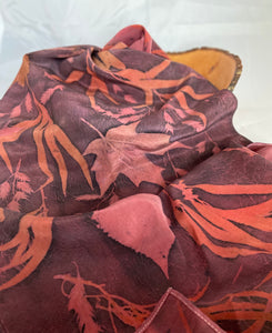 Botanical Print Stonewashed Silk Scarf, One of a Kind