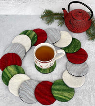 Load image into Gallery viewer, Holiday Felted Wool Coasters - Set of 4
