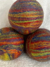 Load image into Gallery viewer, Single Merino Wool Felted Dryer Ball - Rainbow Stripe