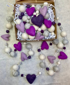 DIY Purple Heart Valentine Wool Garland Kit