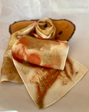 Load image into Gallery viewer, Botanical/Eco Dyed Silk Scarf - One of a kind