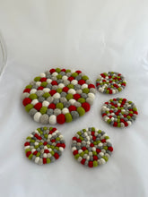 Load image into Gallery viewer, Felt Ball Trivet - Holiday Solids