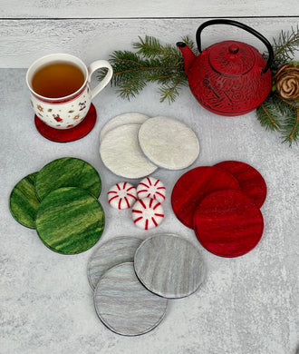 Individual Holiday Felted Wool Coasters
