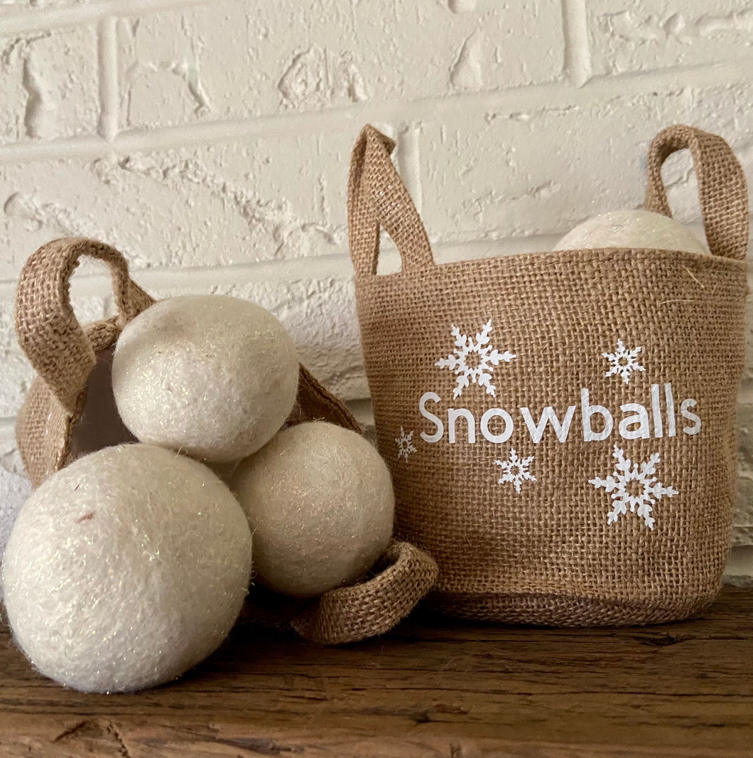 Wool Snowballs - Set of 4