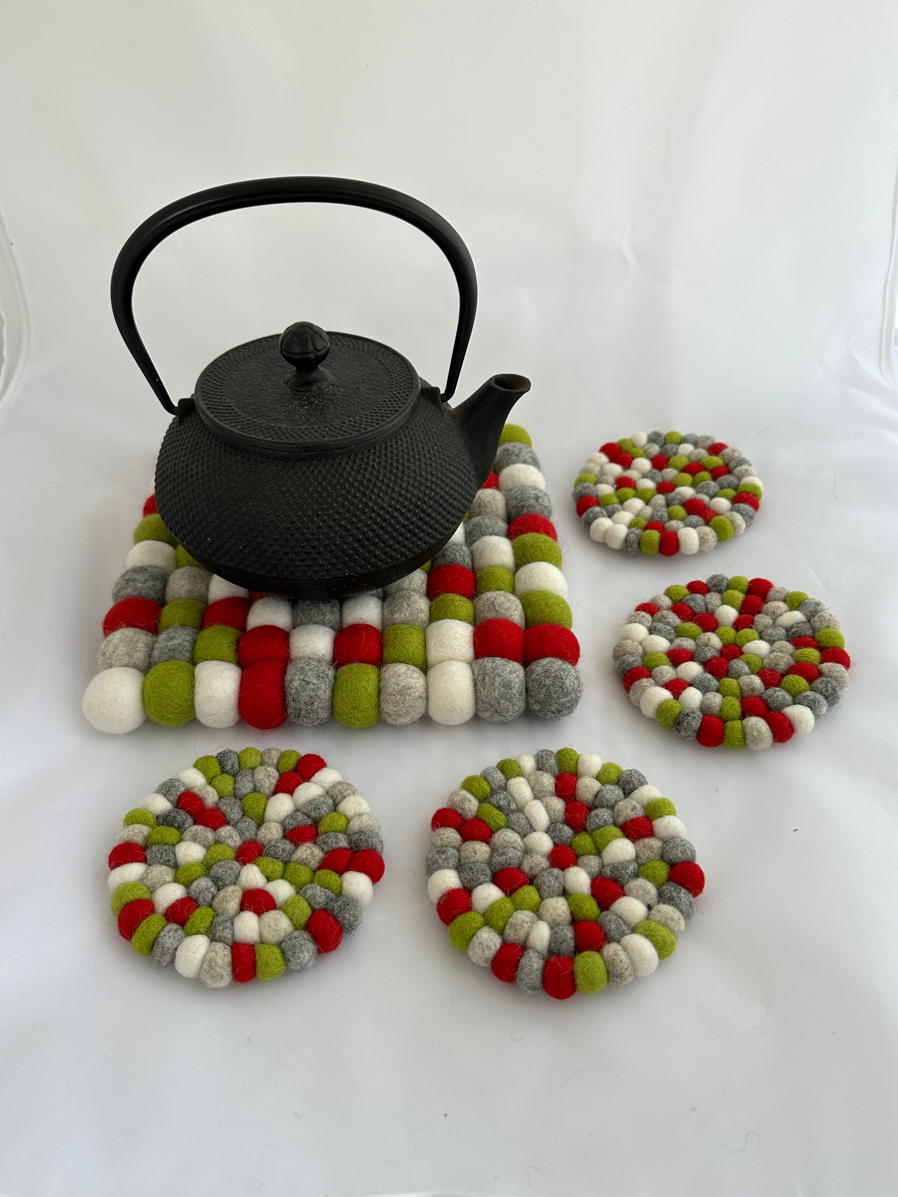 Felt Ball Trivets - Autumn Leaves – Janet Marie Felted Goods