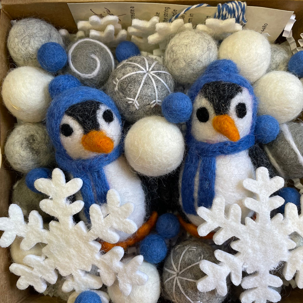 Blue Penguin Wool Garland - Kit or Finished Garland