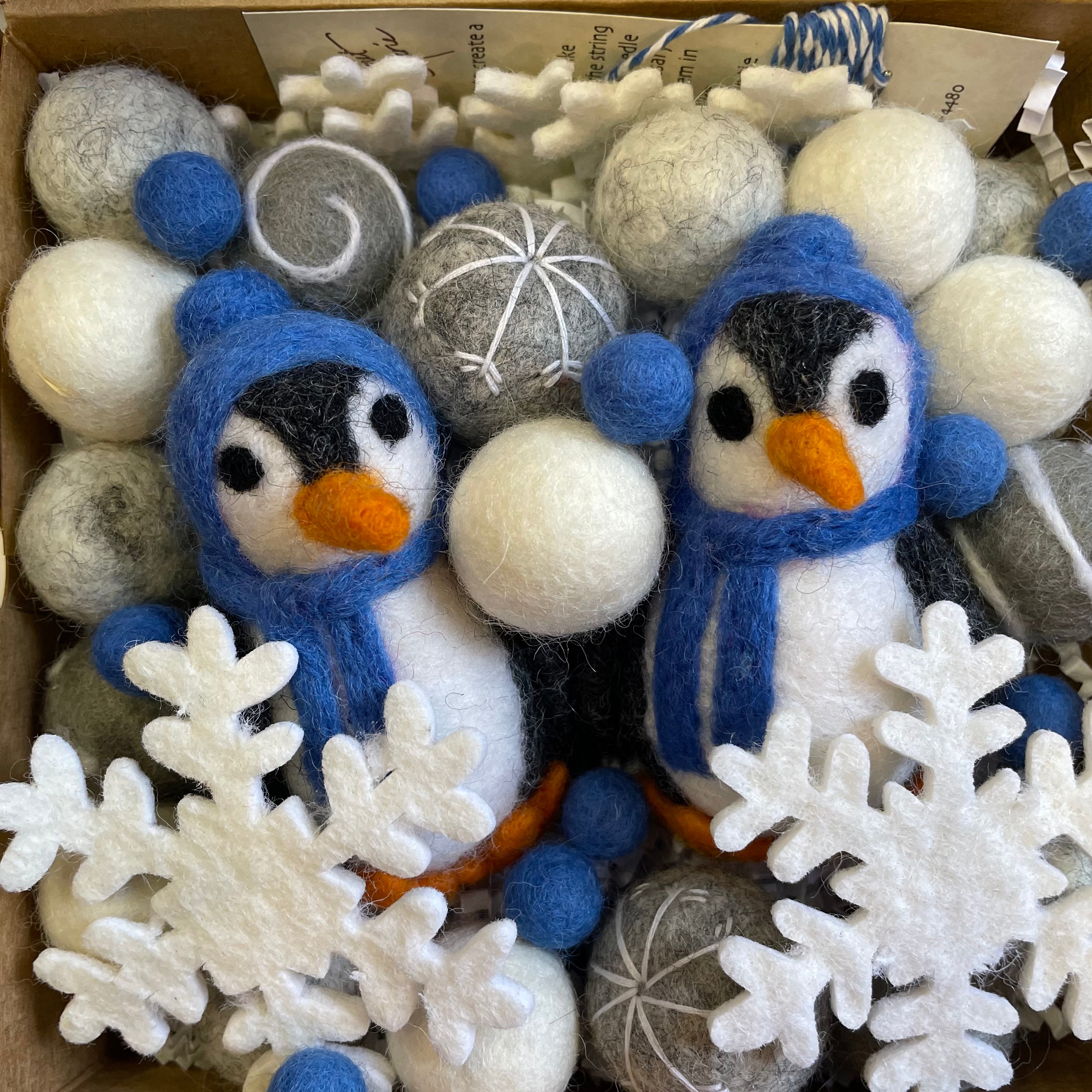 Blue Penguin Wool Garland - Kit or Finished Garland