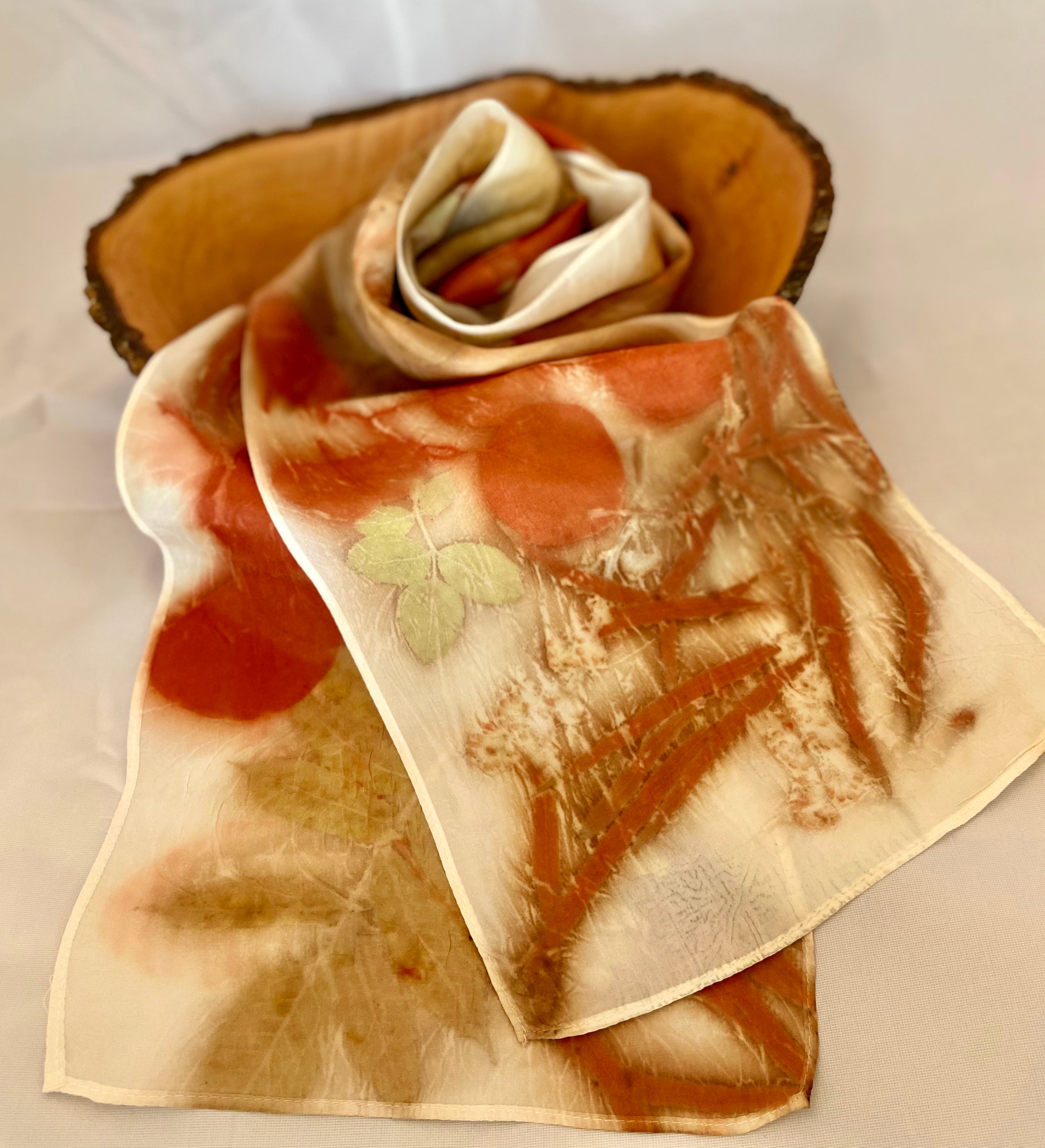 Botanical/Eco Dyed Silk Scarf - One of a kind