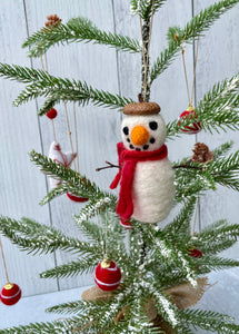 Felted Wool Snowman Ornament