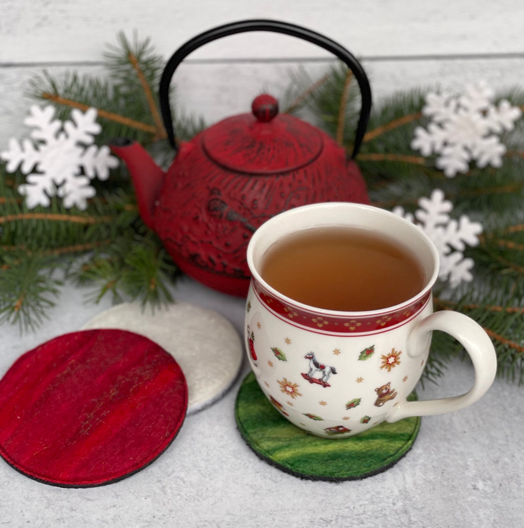 Holiday Felted Wool Coasters - Set of 4