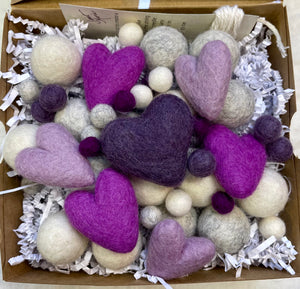 DIY Purple Heart Valentine Wool Garland Kit