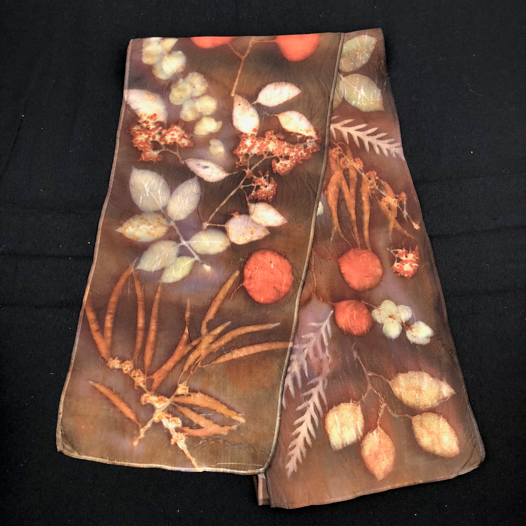 Botanical Warm Brown Scarf - One of a kind - Only 1 available