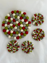 Load image into Gallery viewer, Felt Ball Trivet - Holiday Solids