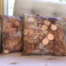 Load image into Gallery viewer, Botanical Dyed Pillow - Silk - One of a kind - Only 2 available
