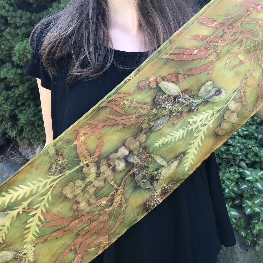 Botanical Dyed Scarf - 100% Silk - One of a kind - Only 1 available
