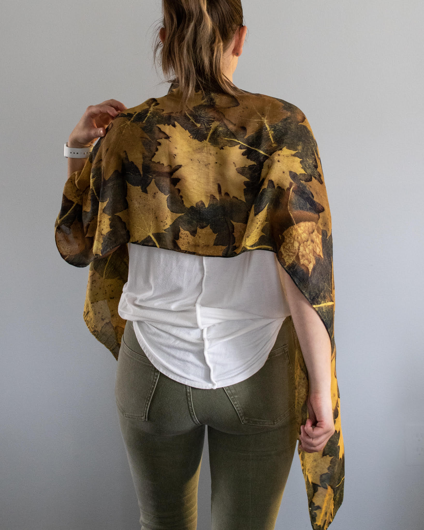 Botanical Dyed Silk Wool Blend Shawl- One of a kind