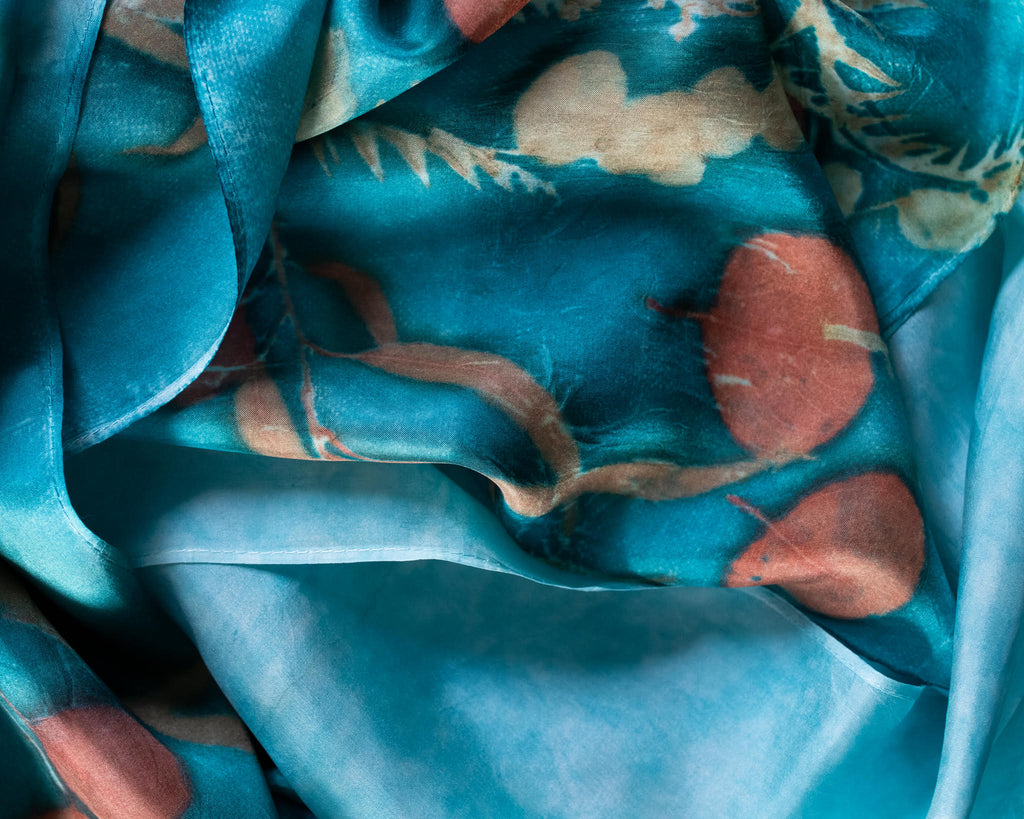 Botanical Dyed Scarf - 100% Silk - One of a kind - Only 1 available