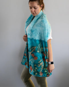 Botanical Dyed Scarf - 100% Silk - One of a kind - Only 1 available
