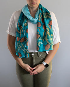 Botanical Dyed Scarf - 100% Silk - One of a kind - Only 1 available