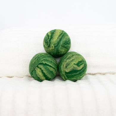 Single Merino Wool Felted Dryer Ball - Green Stripe