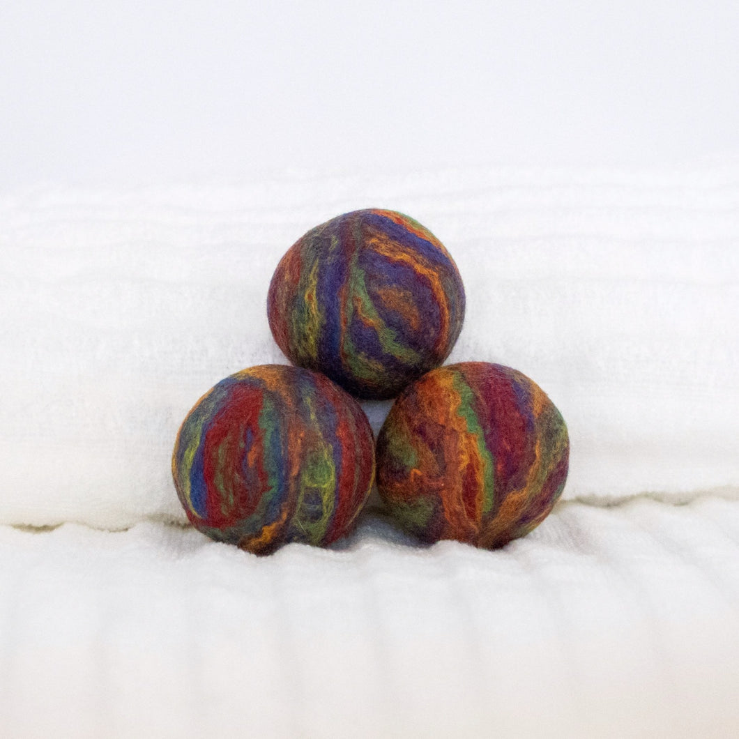 Single Merino Wool Felted Dryer Ball - Rainbow Stripe