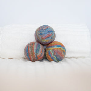 Pastel rainbow wool dryer balls