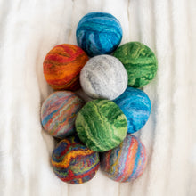 Load image into Gallery viewer, Single Merino Wool Felted Dryer Ball - Green Stripe