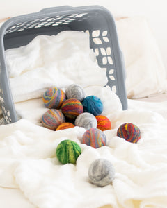 Single Merino Wool Felted Dryer Ball - Pastel Rainbow Stripe